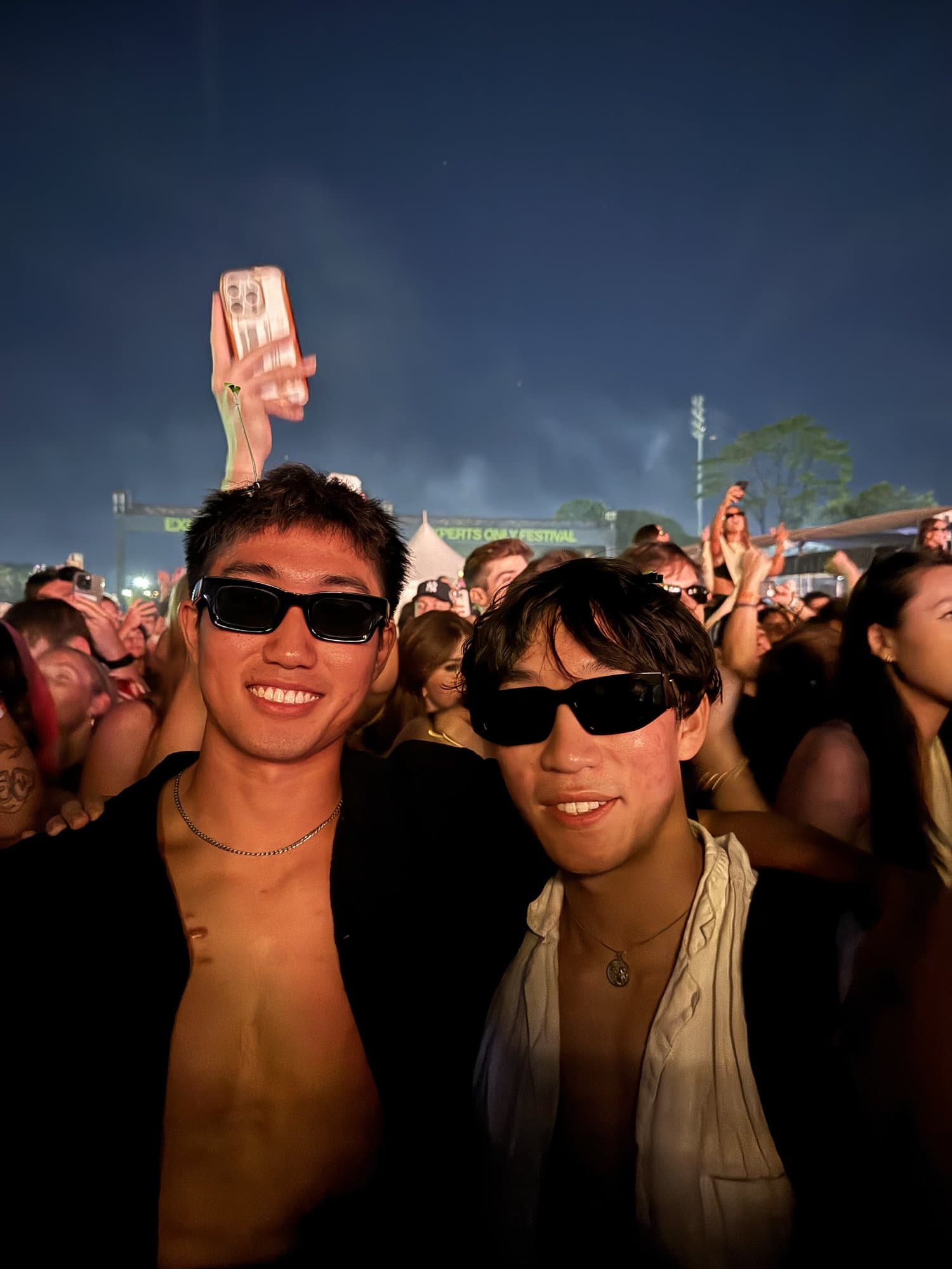 Two brothers at a music festival
